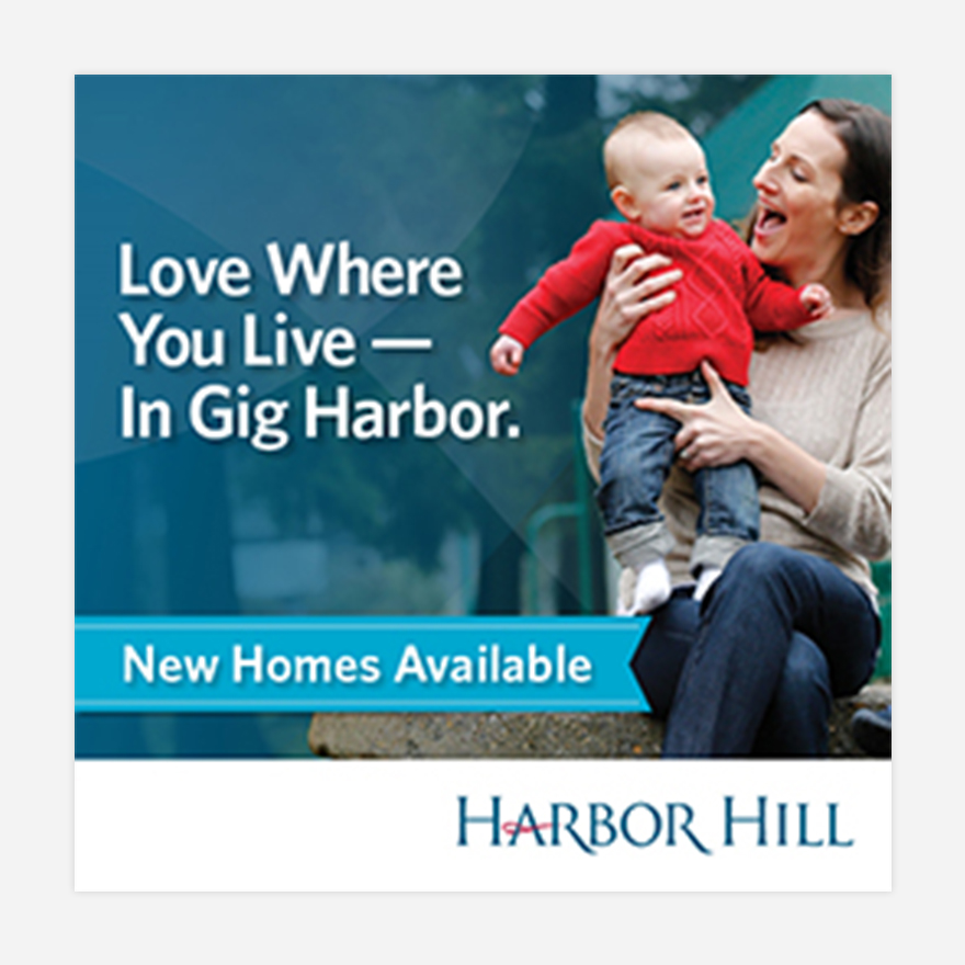 Image of Harbor Hill digital ad campaign of mom holding baby