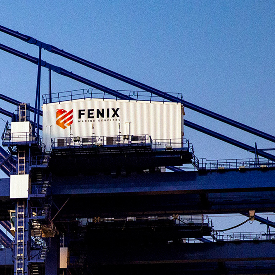 Fenix Marine Services Logo on a Crane