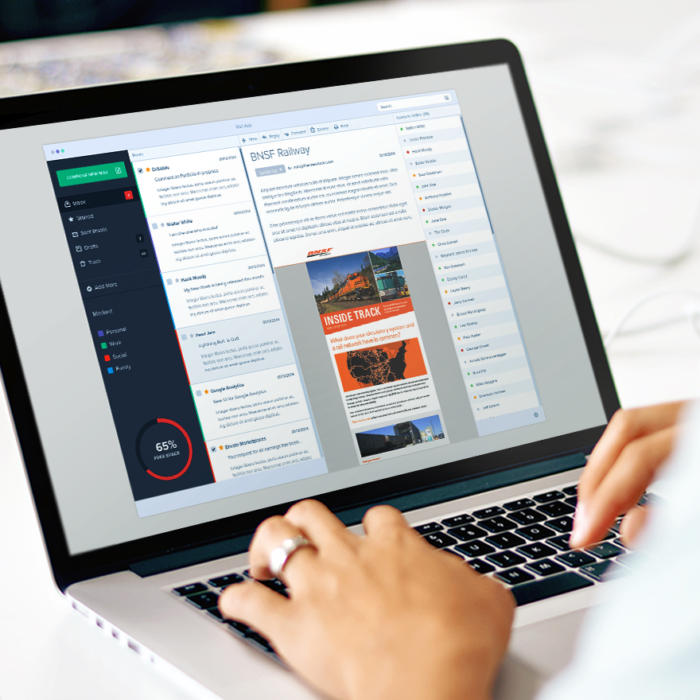 Responsive BNSF E-newsletter in desktop mockup