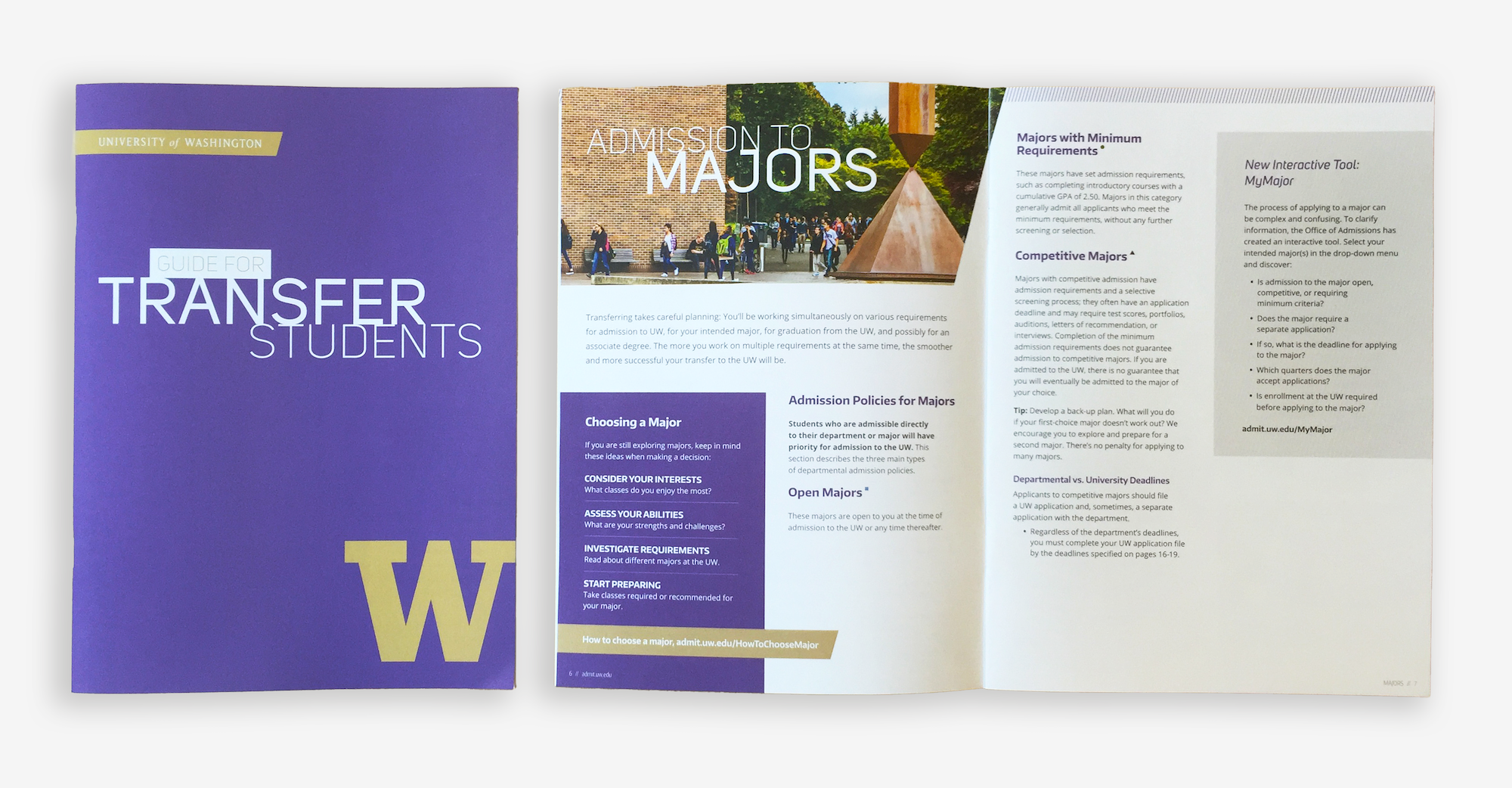 Transfer student cover & interior page design