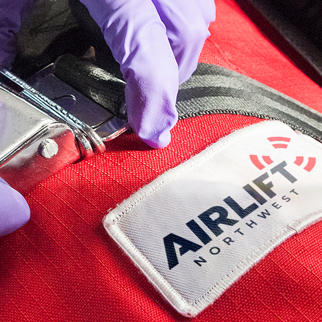 Close-up of Airlift Northwest logo patch on uniform