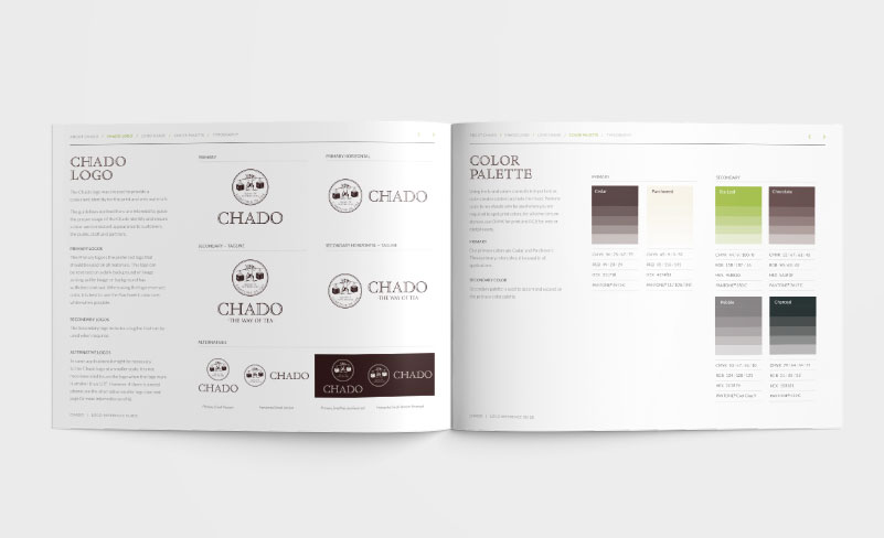 Image of printed brochure of logo reference guide - inside layout