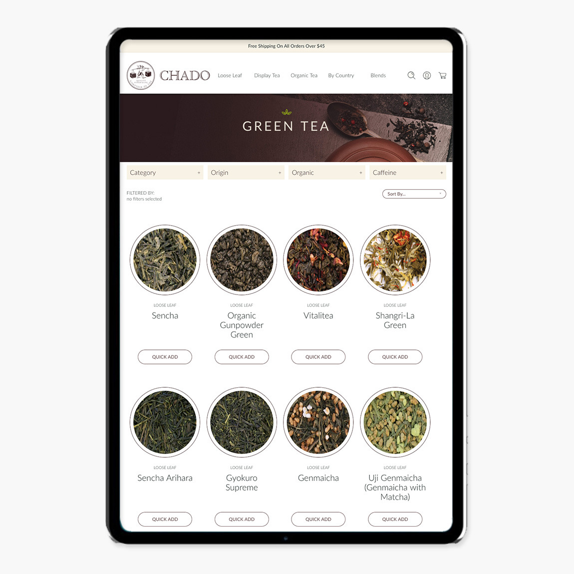 Image of Chado E-commerce tea collection page