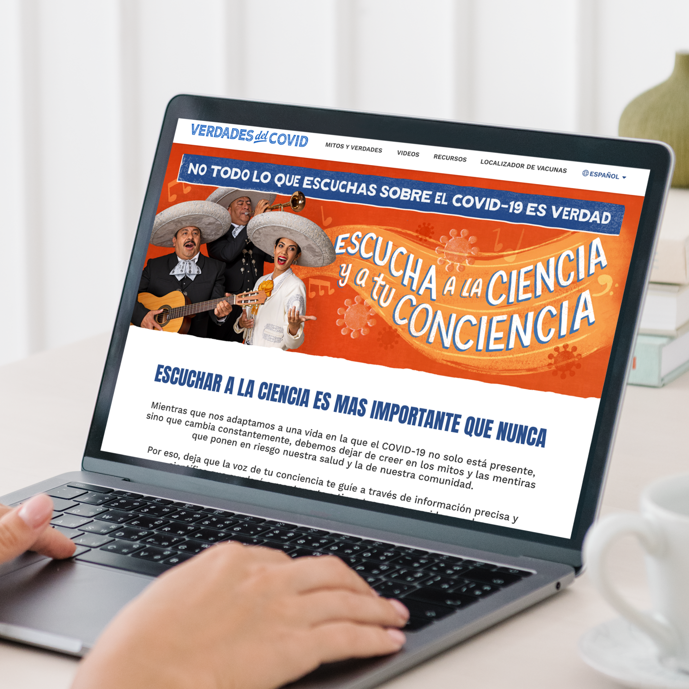 The website is focused on the Hispanic/Latinx community to provide important vaccine information through engaging graphics and a unique parallax scrolling effect.