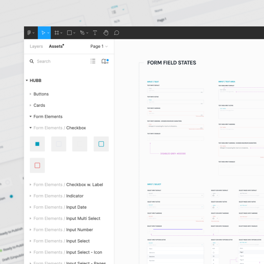 Hubb design system - Figma component States Image of Hubb design system - Figma component states