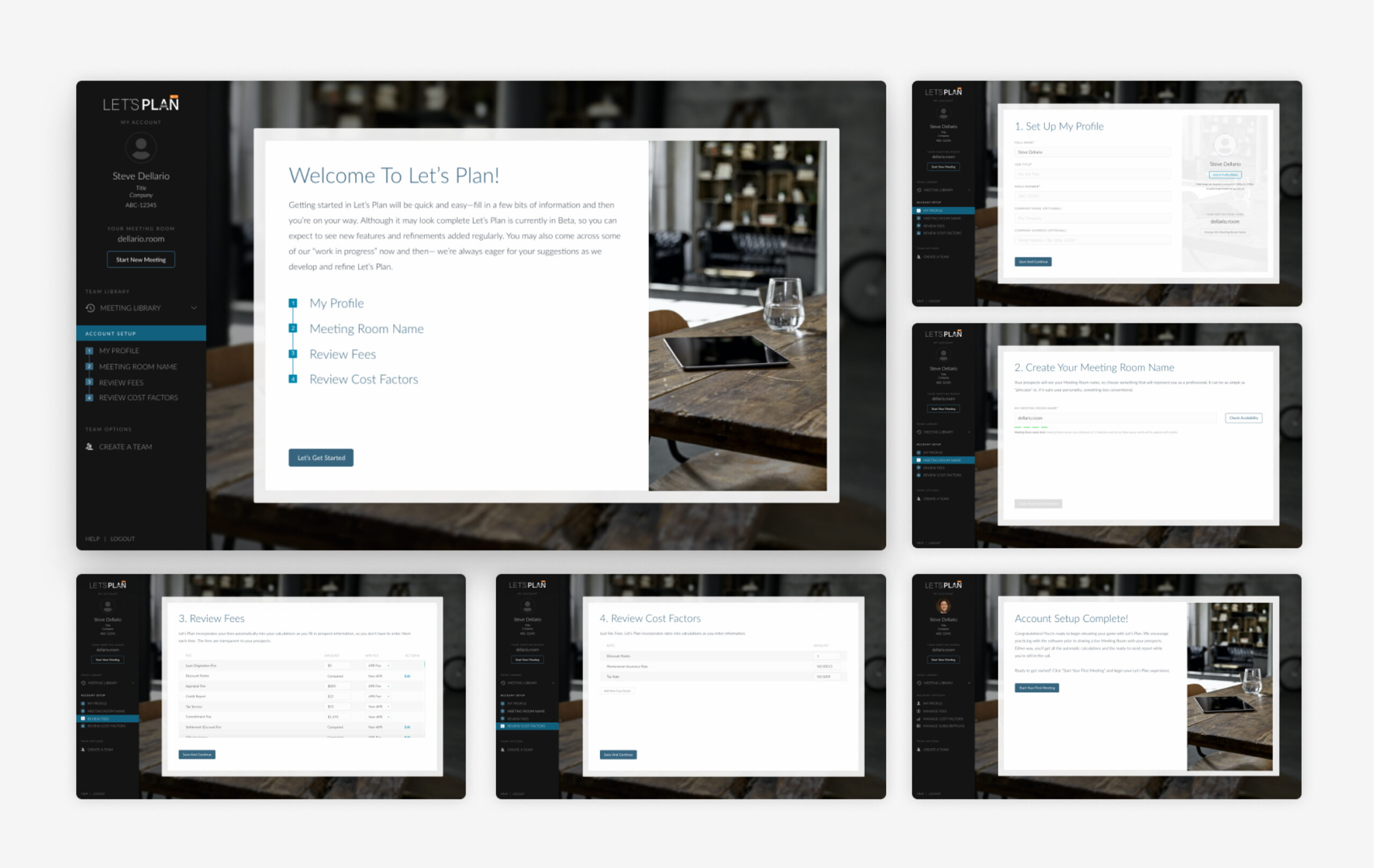Sample screens of the MLO Onboarding experience