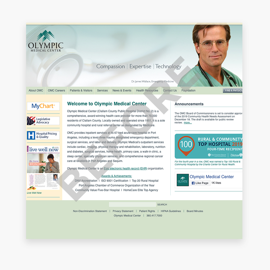 Image of Before: OMC homepage website design