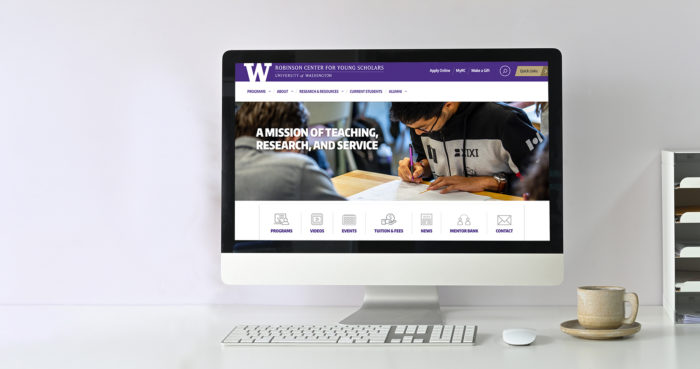 Ipad with responsive website design for the UW Robinson Center for Young Scholars