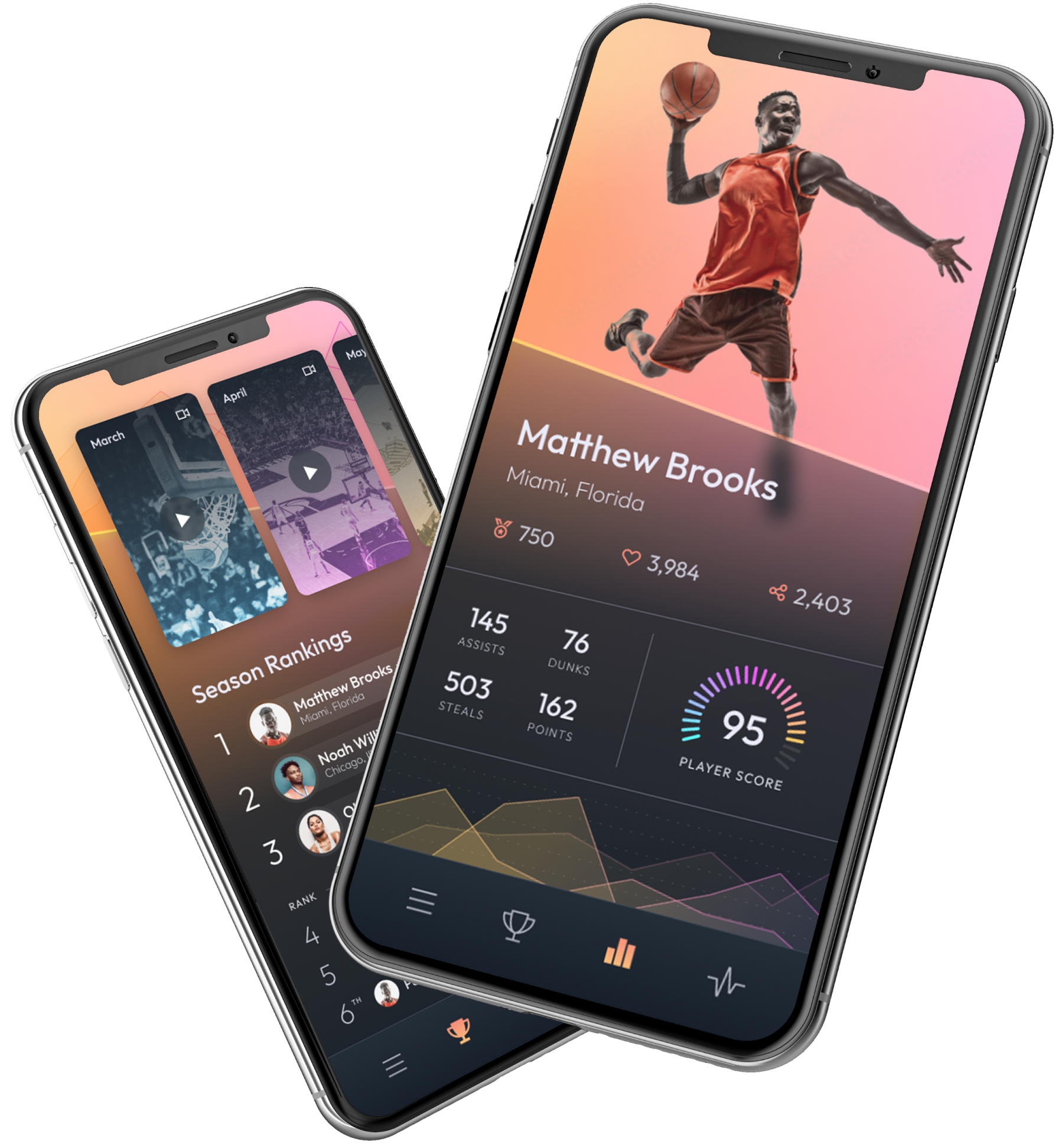 Dark Mode User Interface Phone App Mockup