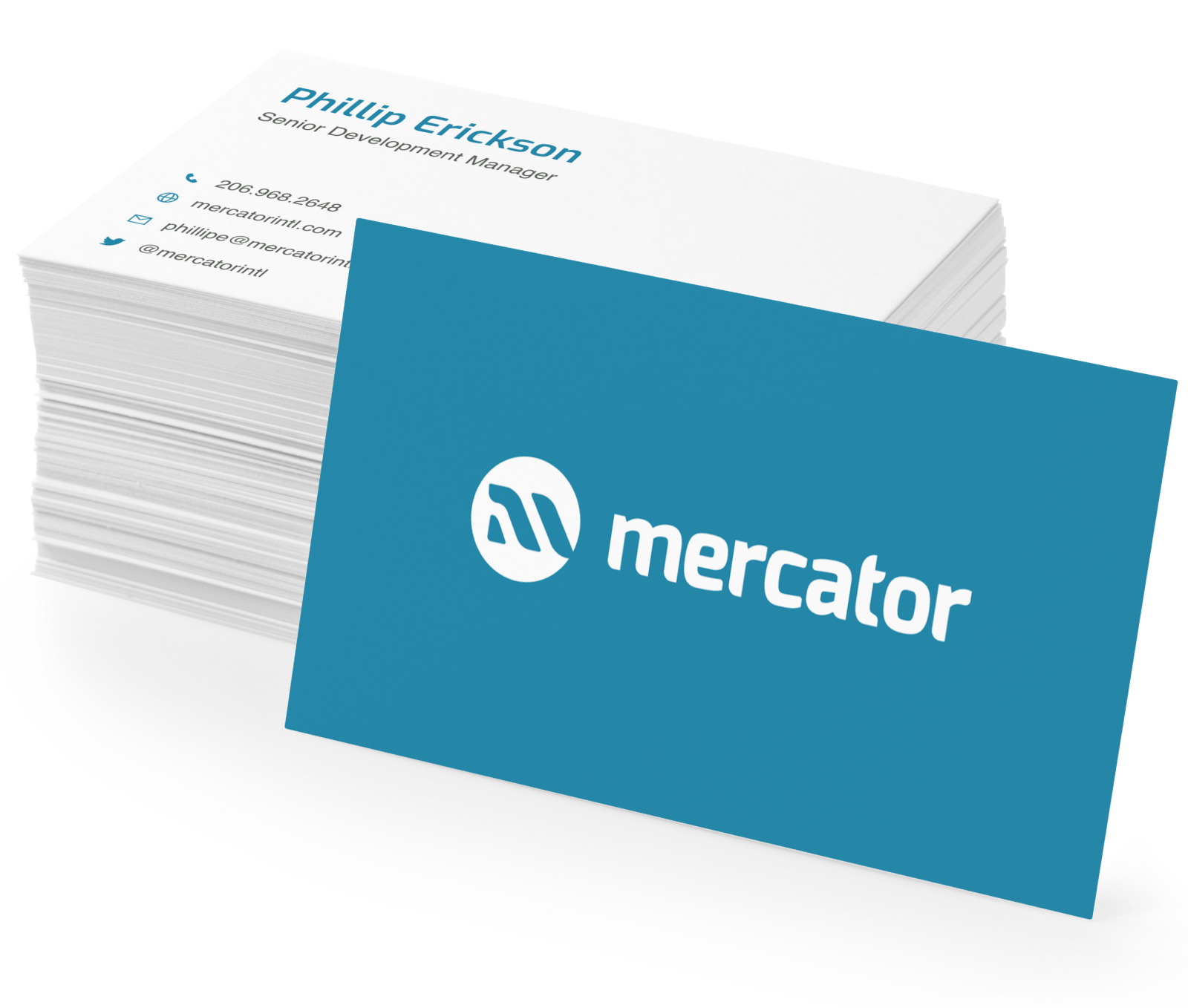 Business Card Mockup With White Logo on Colored Background