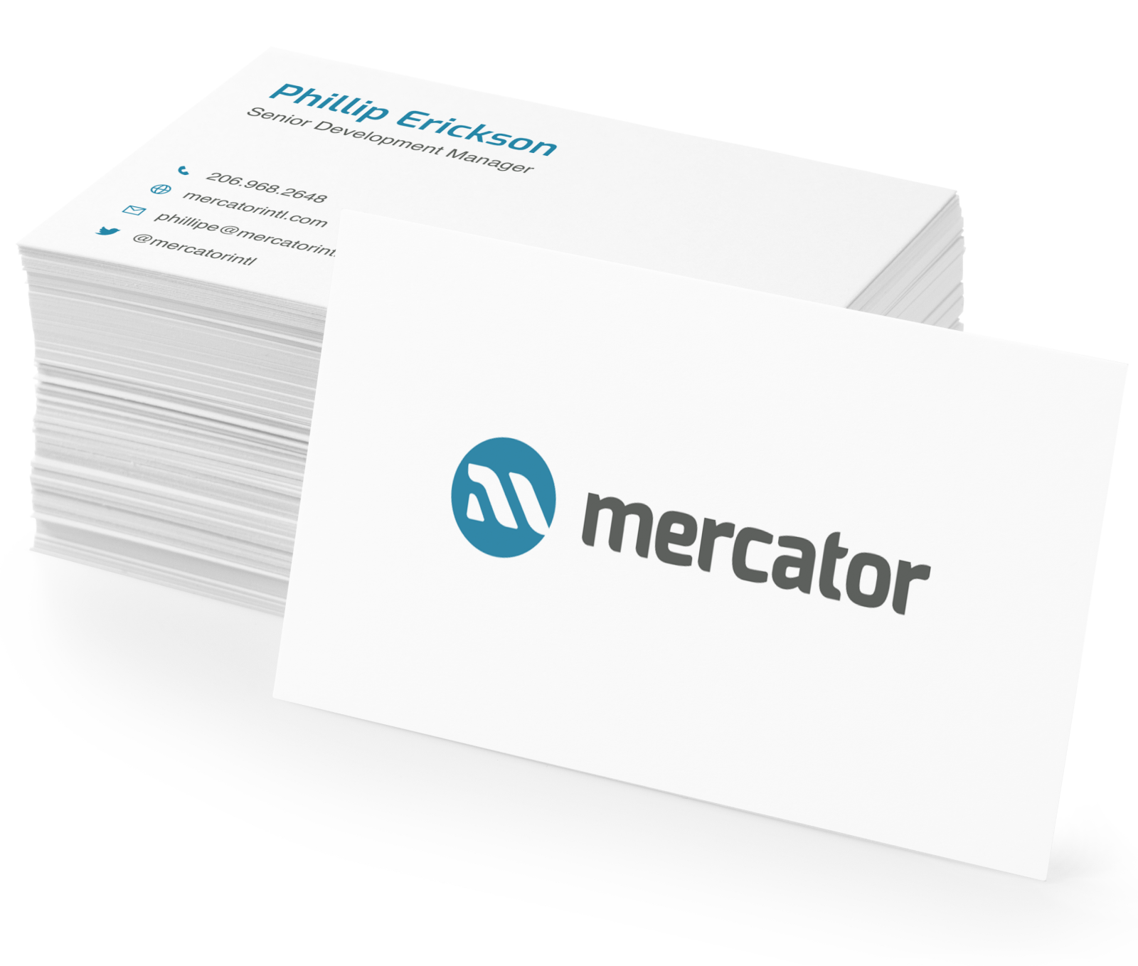 Business Card Mockup With Colored Logo on White Background